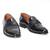 Black patent embelished leather slipons