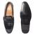 Black patent embelished leather slipons