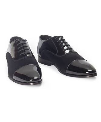 Black patent velvet leather oxfords 3