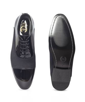 Black patent velvet leather oxfords 4
