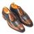 Tan brown navy patina leather shoes