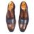 Tan brown navy patina leather shoes