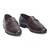 Brown synthetic buckle slipons
