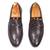 Brown synthetic buckle slipons