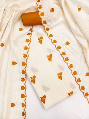 white unstitched thread embroidery with embroidered dupatta cambric dress material 4
