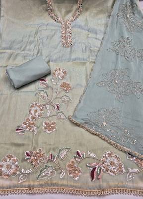 grey unstitched handwork with embroidered dupatta salsa dress material 2