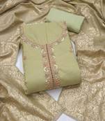 light green unstitched beads work with woven dupatta salsa dress material