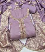 lavender unstitched beads work with woven dupatta salsa dress material