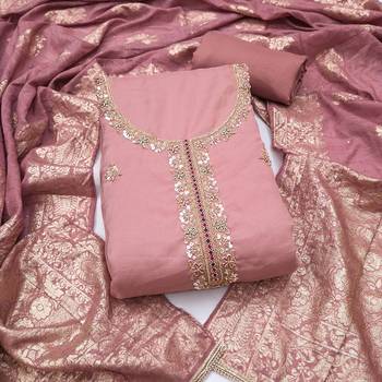 purple unstitched beads work with woven dupatta salsa dress material 1