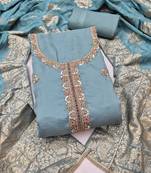 dusty teal unstitched beads work with woven dupatta salsa dress material