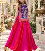 Pink&Violet Cotton Readymade Navratri Lehenga Choli with Thread & Sequence Work