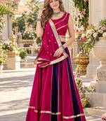 Magenta&Purple Cotton Readymade Navratri Lehenga Choli with Sequence Work