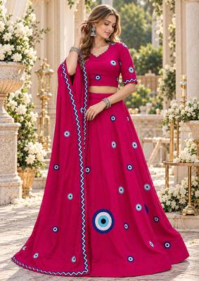 Rani Cotton Readymade Navratri Lehenga Choli with Thread Work 1
