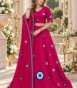 Rani Cotton Readymade Navratri Lehenga Choli with Thread Work