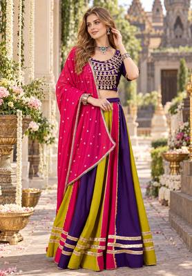 Multi Cotton Readymade Navratri Lehenga Choli with Sequence & Mirror Work 1