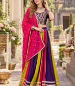 Multi Cotton Readymade Navratri Lehenga Choli with Sequence & Mirror Work