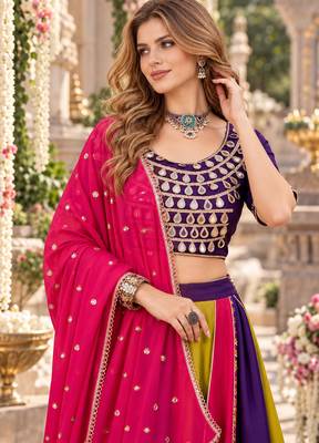Multi Cotton Readymade Navratri Lehenga Choli with Sequence & Mirror Work 2