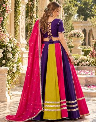 Multi Cotton Readymade Navratri Lehenga Choli with Sequence & Mirror Work 3