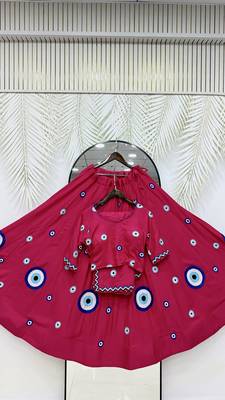 Rani Cotton Readymade Navratri Lehenga Choli with Thread Work 4