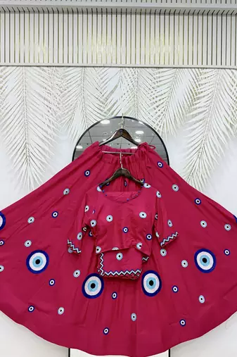 Rani Cotton Readymade Navratri Lehenga Choli with Thread Work