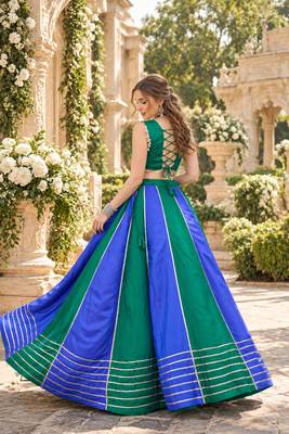 Emerald&Blue Cotton Readymade Navratri Lehenga Choli with Embroidery & Sequence Work 3