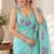 Women fandy satin floral embroidered diamond jarkan work saree