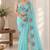 Women fandy satin floral embroidered diamond jarkan work saree