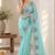 Women fandy satin floral embroidered diamond jarkan work saree