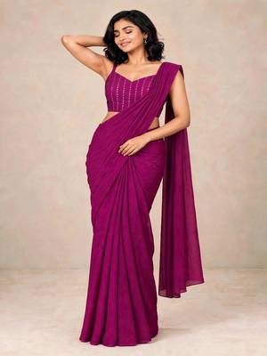 crush silk blend saree with designer sequence work blouse 1