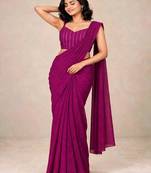 crush silk blend saree with designer sequence work blouse