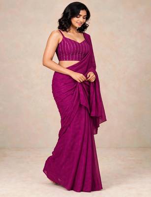 crush silk blend saree with designer sequence work blouse 2