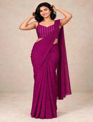 crush silk blend saree with designer sequence work blouse 3