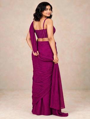 crush silk blend saree with designer sequence work blouse 5