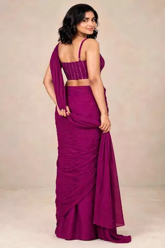 crush silk blend saree with designer sequence work blouse