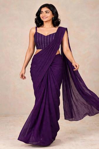 crush silk blend saree with stylish all over sequence work