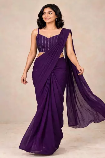 crush silk blend saree with stylish all over sequence work