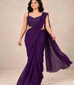crush silk blend saree with stylish all over sequence work