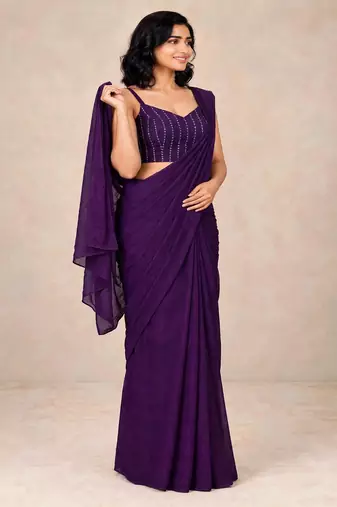 crush silk blend saree with stylish all over sequence work