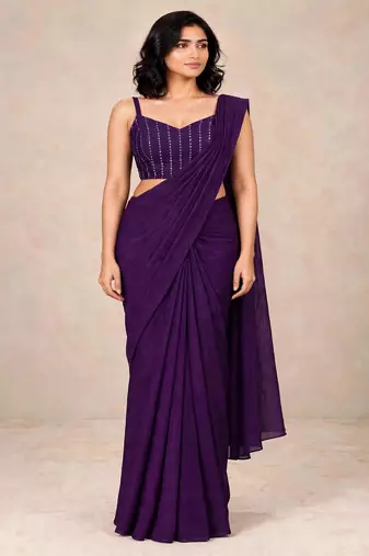 crush silk blend saree with stylish all over sequence work
