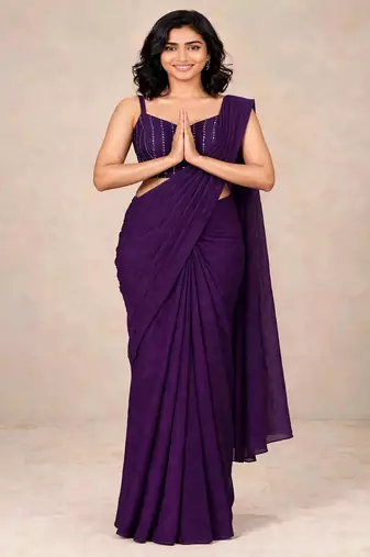 crush silk blend saree with stylish all over sequence work