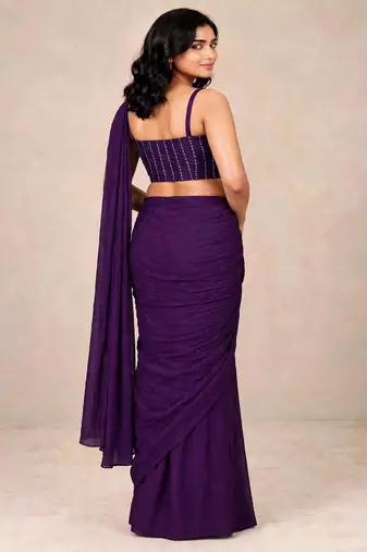 crush silk blend saree with stylish all over sequence work