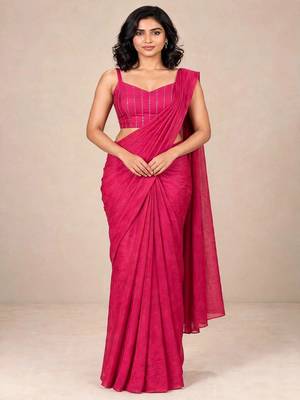 crush silk blend saree with premium sequence embellished blouse 4