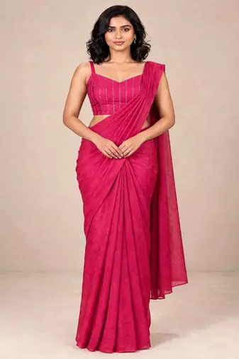 crush silk blend saree with premium sequence embellished blouse