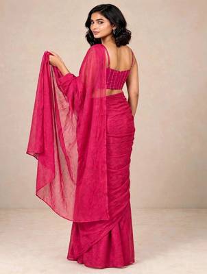 crush silk blend saree with premium sequence embellished blouse 5