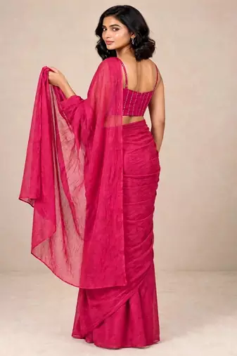 crush silk blend saree with premium sequence embellished blouse