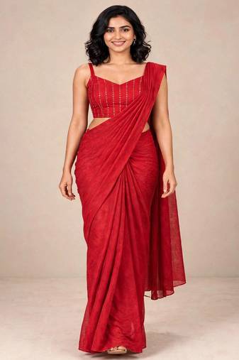 crush silk blend partywear saree with sparkling sequence blouse