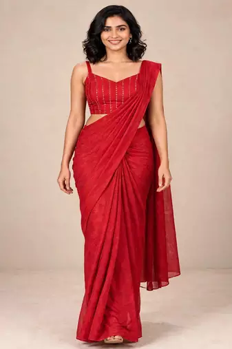 crush silk blend partywear saree with sparkling sequence blouse
