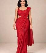 crush silk blend partywear saree with sparkling sequence blouse