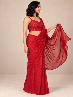 crush silk blend partywear saree with sparkling sequence blouse 2
