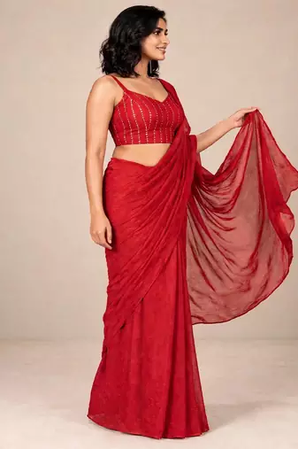 crush silk blend partywear saree with sparkling sequence blouse